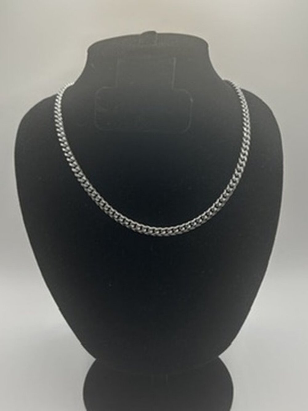 Womens Cuban Link Chain Real Silver 5mm 20 Inch Plated Stainless Steel Durable